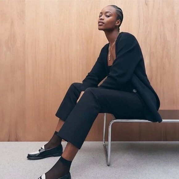 J.Crew Cecile Relaxed Sweater-Blazer Cardigan Jacket M Black Wool Blend BF013 - Picture 4 of 16